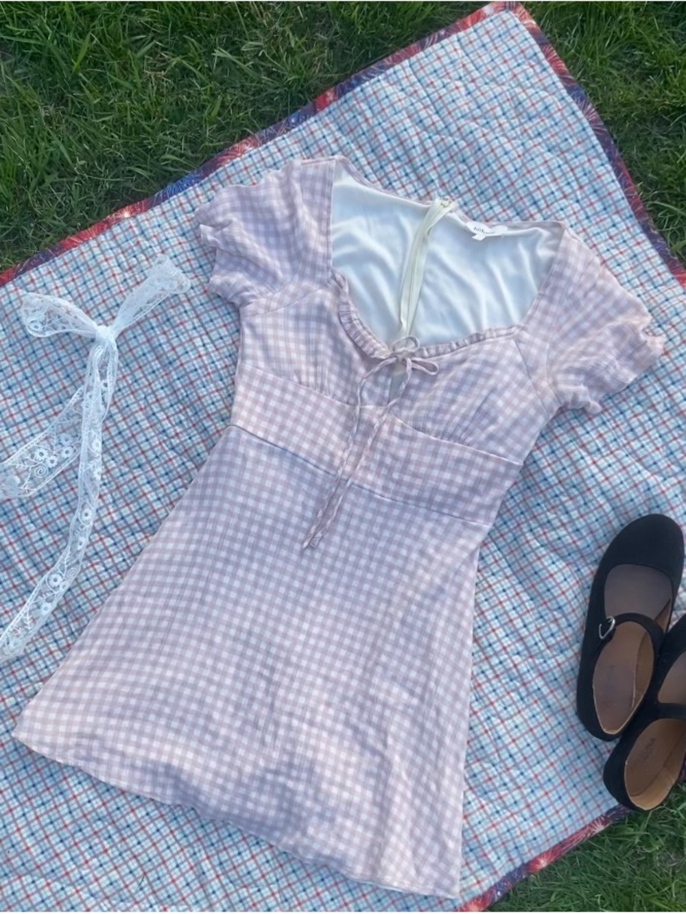 bohme Gingham Short Sleeve Fit-and-Flare Dress